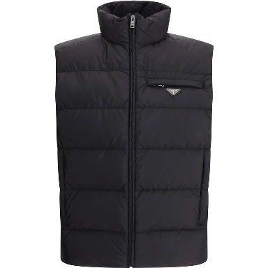 Black Recycled Polyamide Sleveless Jacket