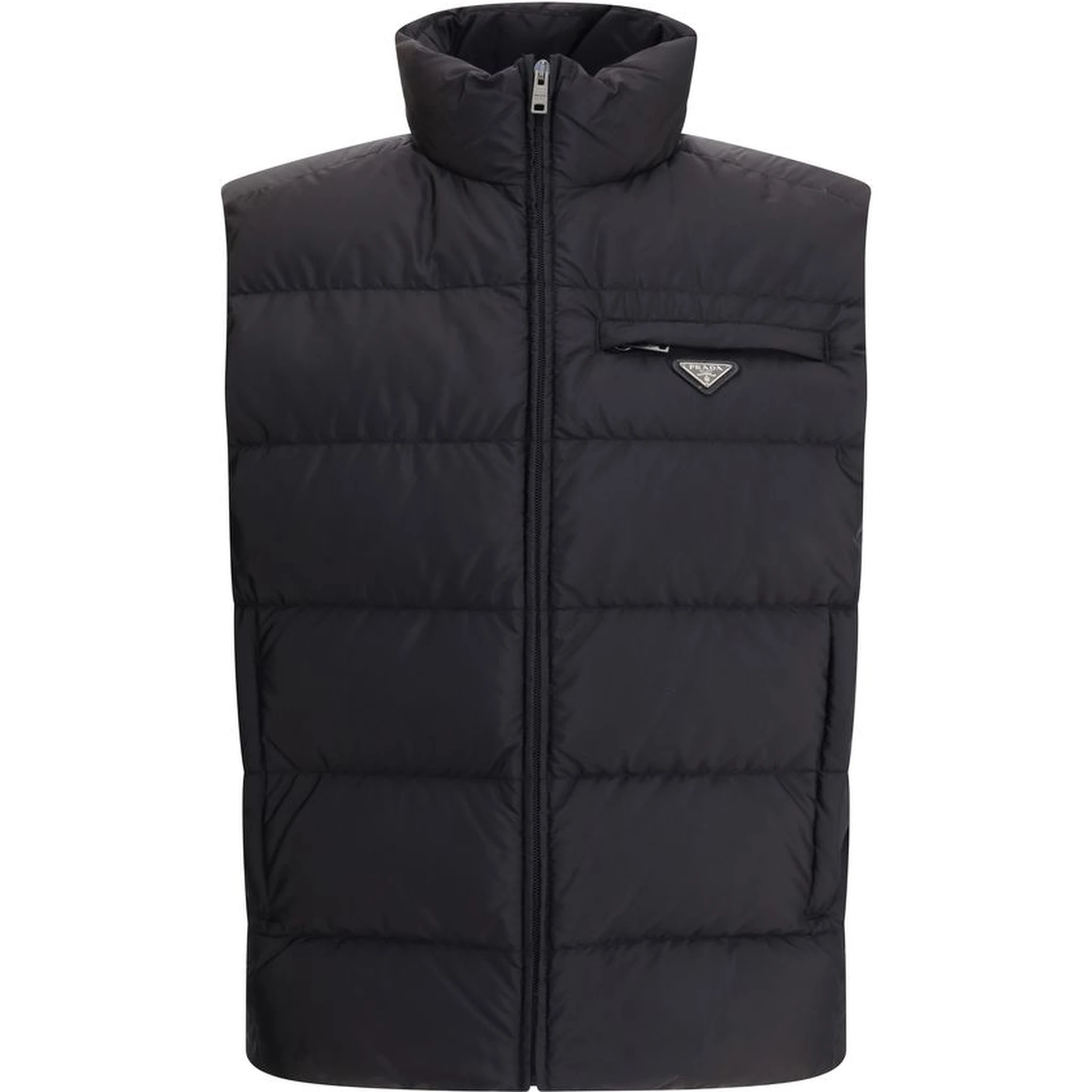 Black Recycled Polyamide Sleveless Jacket