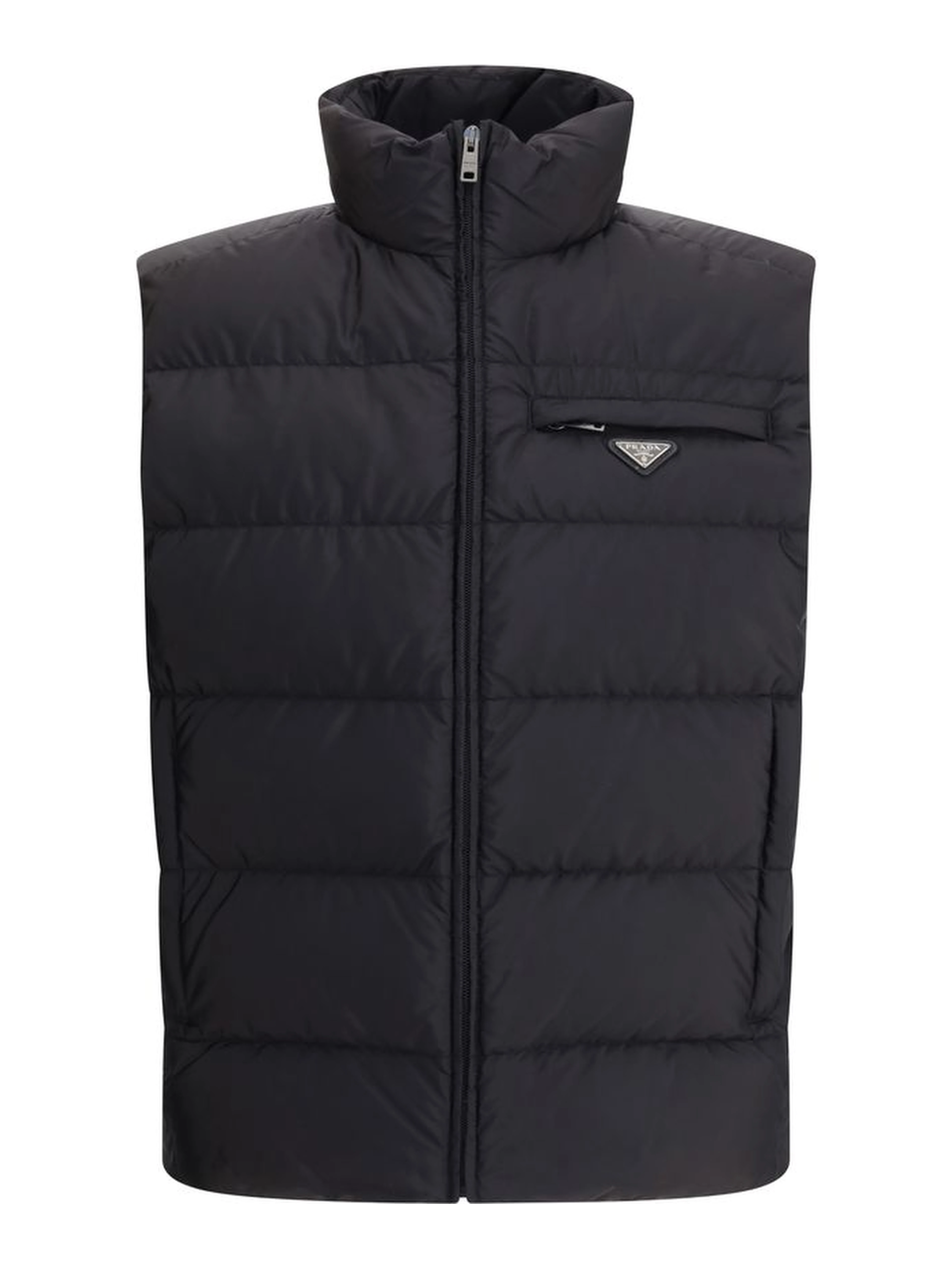 Black Recycled Polyamide Sleveless Jacket