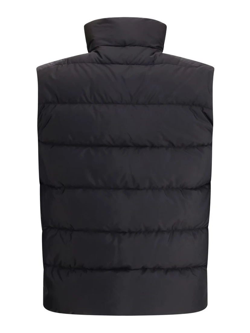 Black Recycled Polyamide Sleveless Jacket