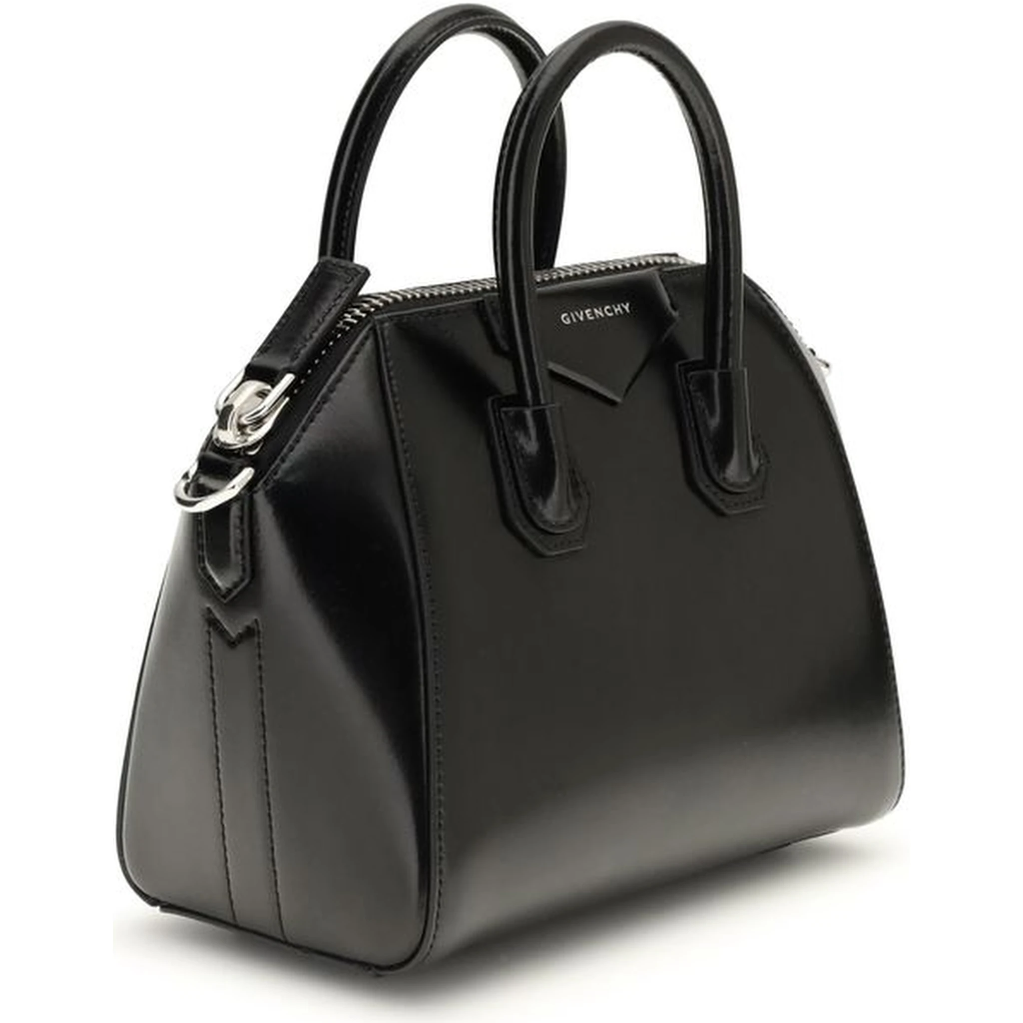 حقيبة يد بوس توروس من جلد العجل الأسود