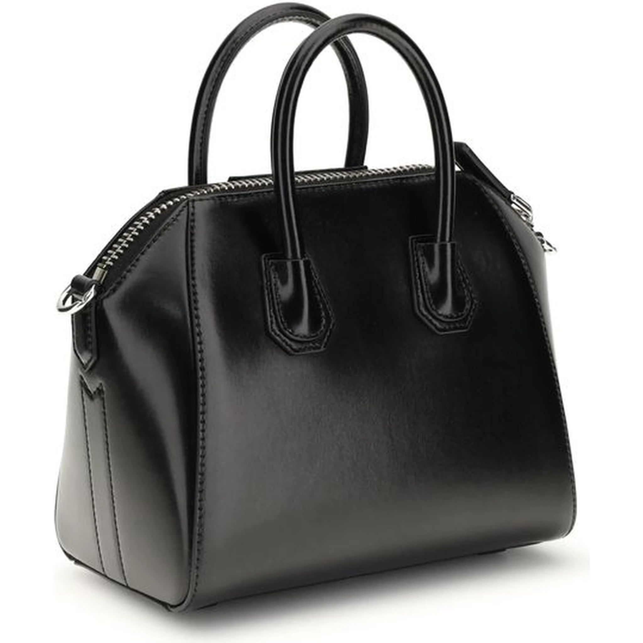 حقيبة يد بوس توروس من جلد العجل الأسود