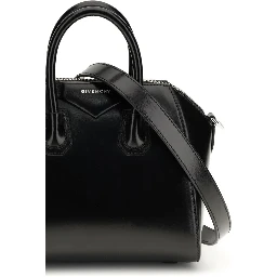 حقيبة يد بوس توروس من جلد العجل الأسود