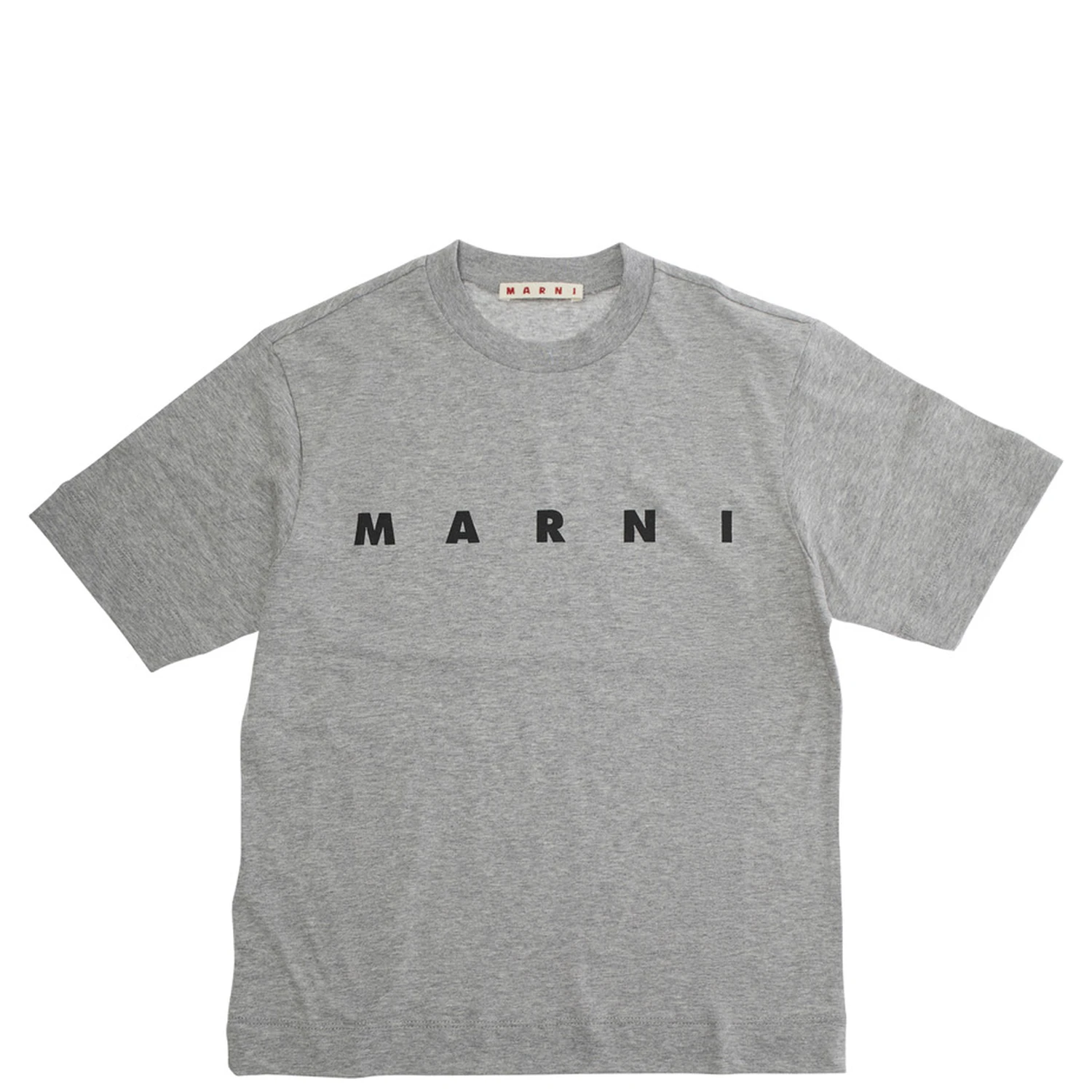 Grey Crewneck T-Shirt with Logo Lettering on the Front in Cotton Boy
