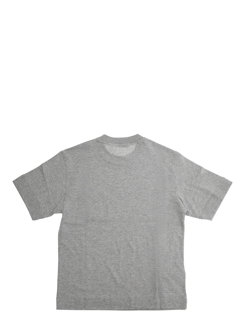 Grey Crewneck T-Shirt with Logo Lettering on the Front in Cotton Boy
