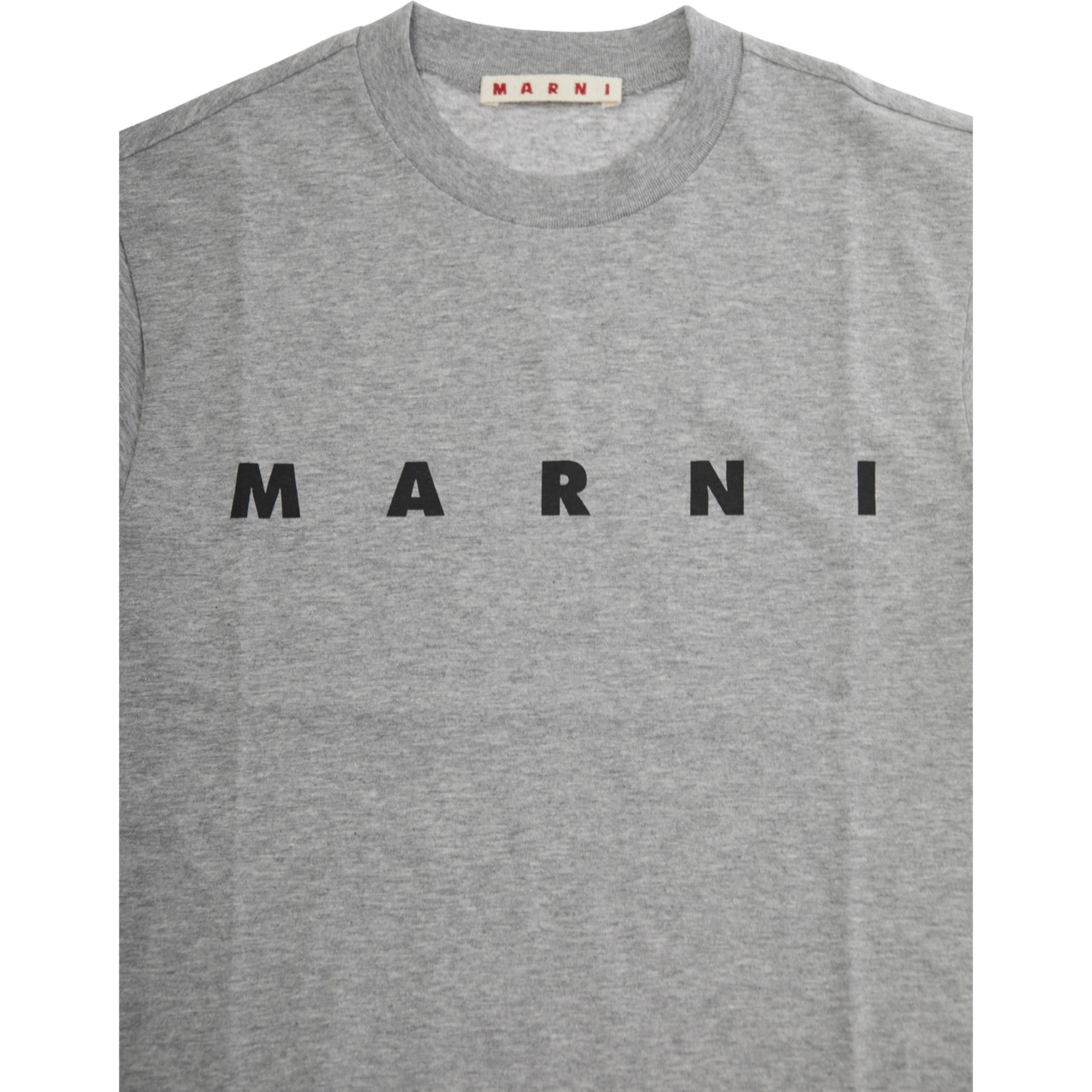 Grey Crewneck T-Shirt with Logo Lettering on the Front in Cotton Boy