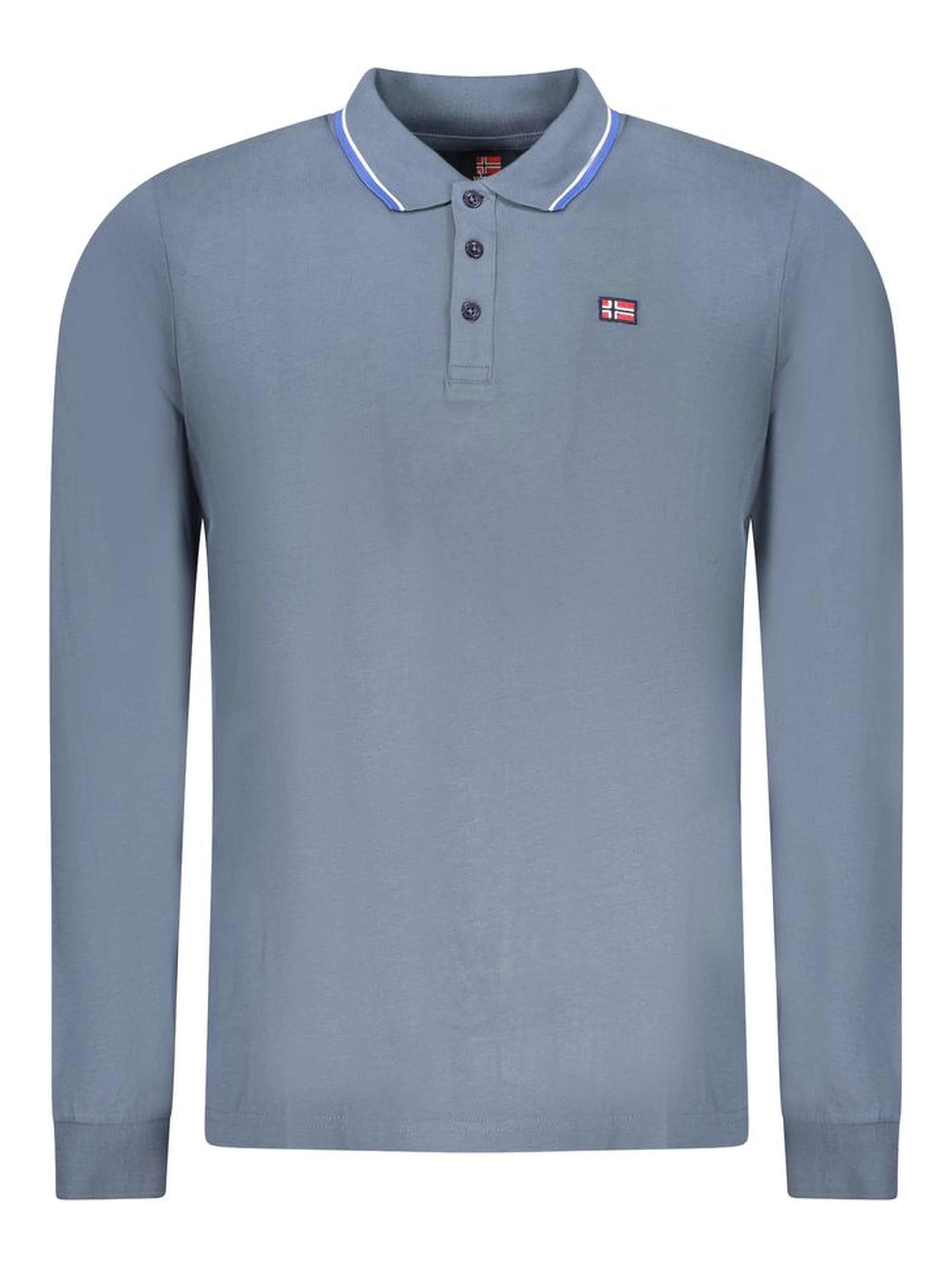 Blue Cotton Men Polo Shirt