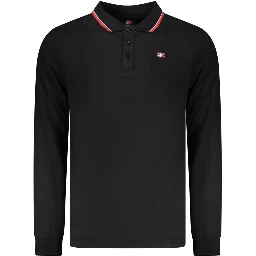 Black Cotton Men Polo Shirt