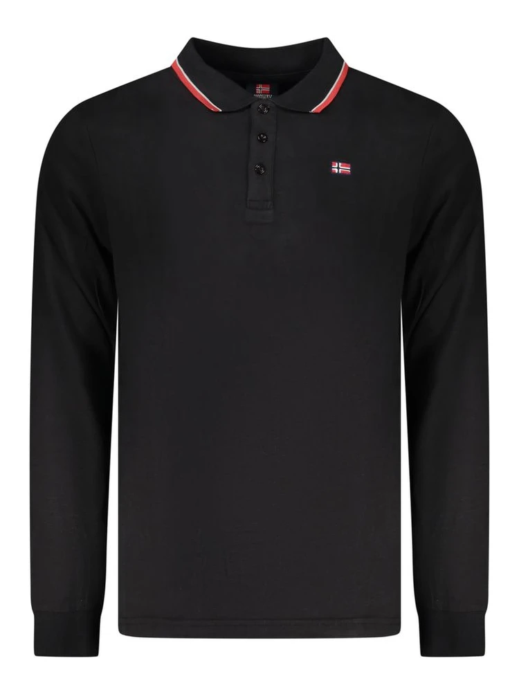 Black Cotton Men Polo Shirt