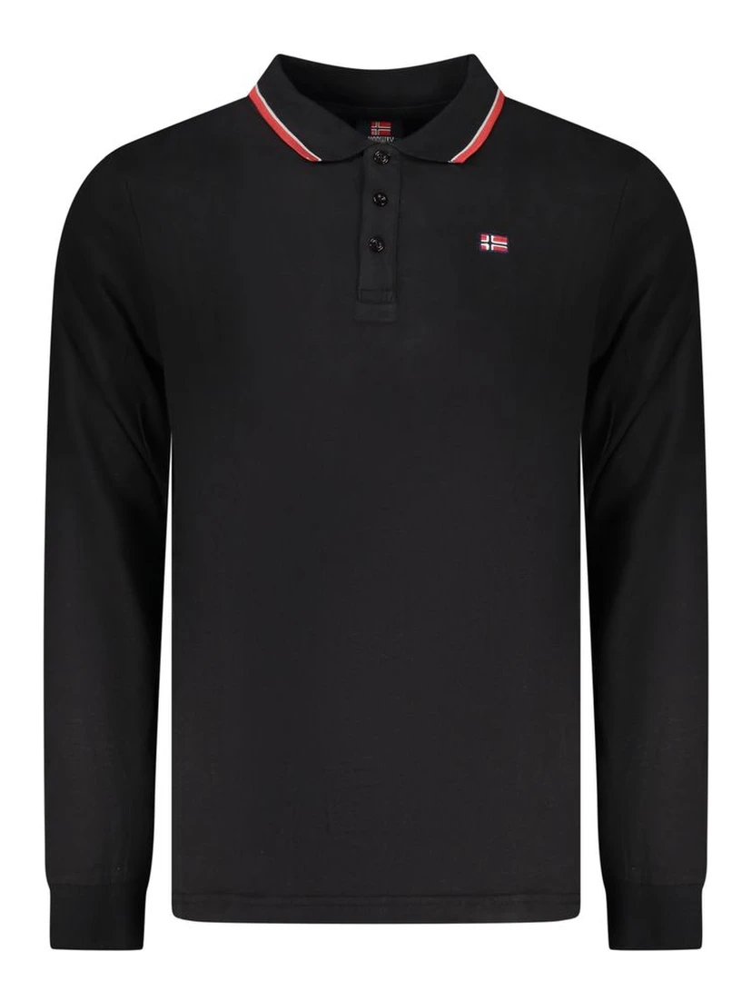 Black Cotton Men Polo Shirt
