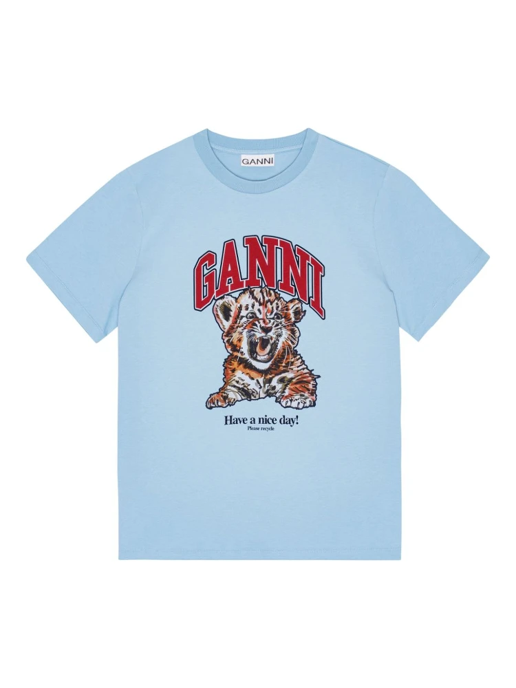 GANNI T-shirts and Polos Clear Blue