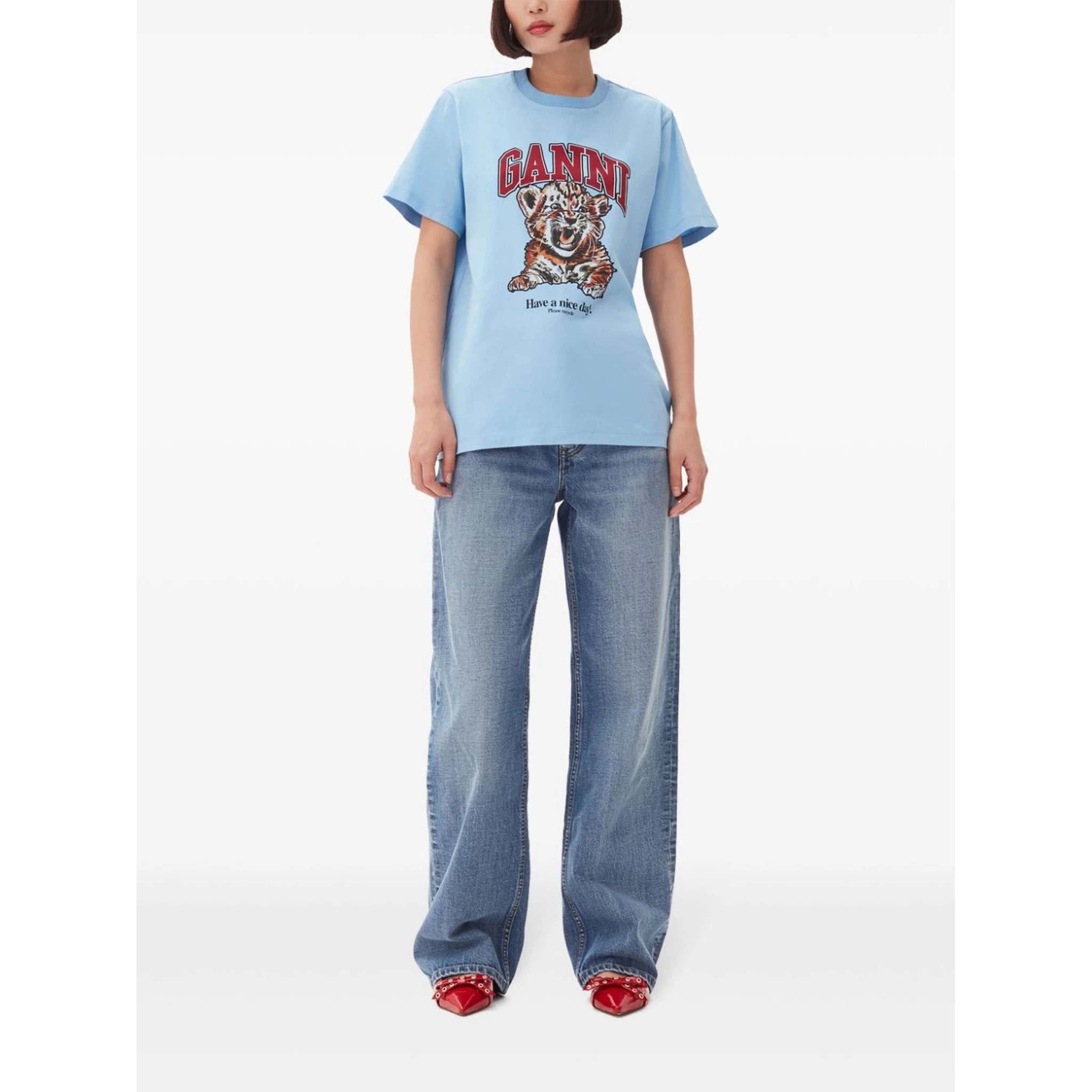 GANNI T-shirts and Polos Clear Blue