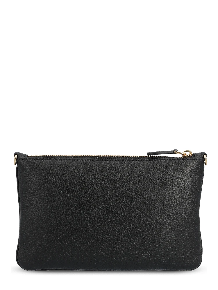 Black grained leather zipped bag alternative