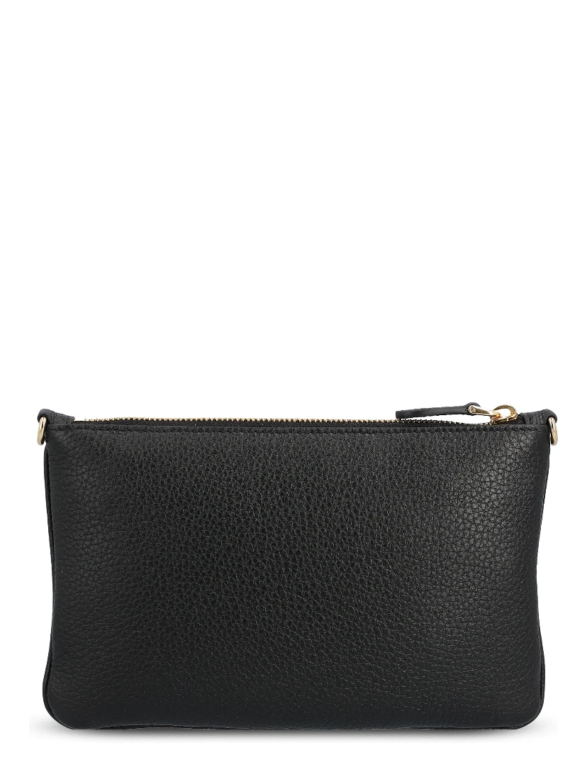 Black grained leather zipped bag