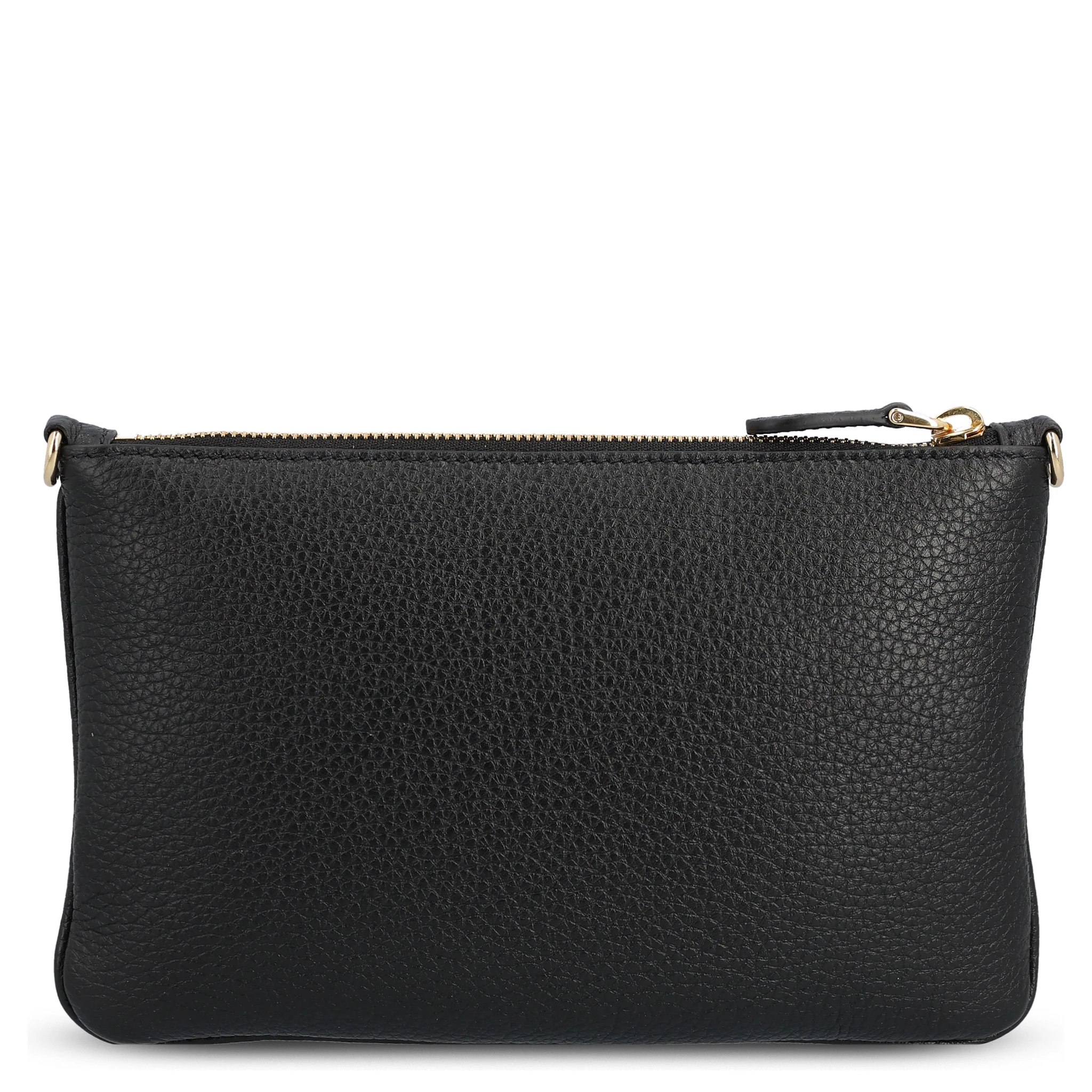 Black grained leather zipped bag