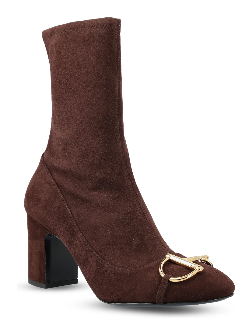 Ankle boot with half Horsebit in dark brown suede