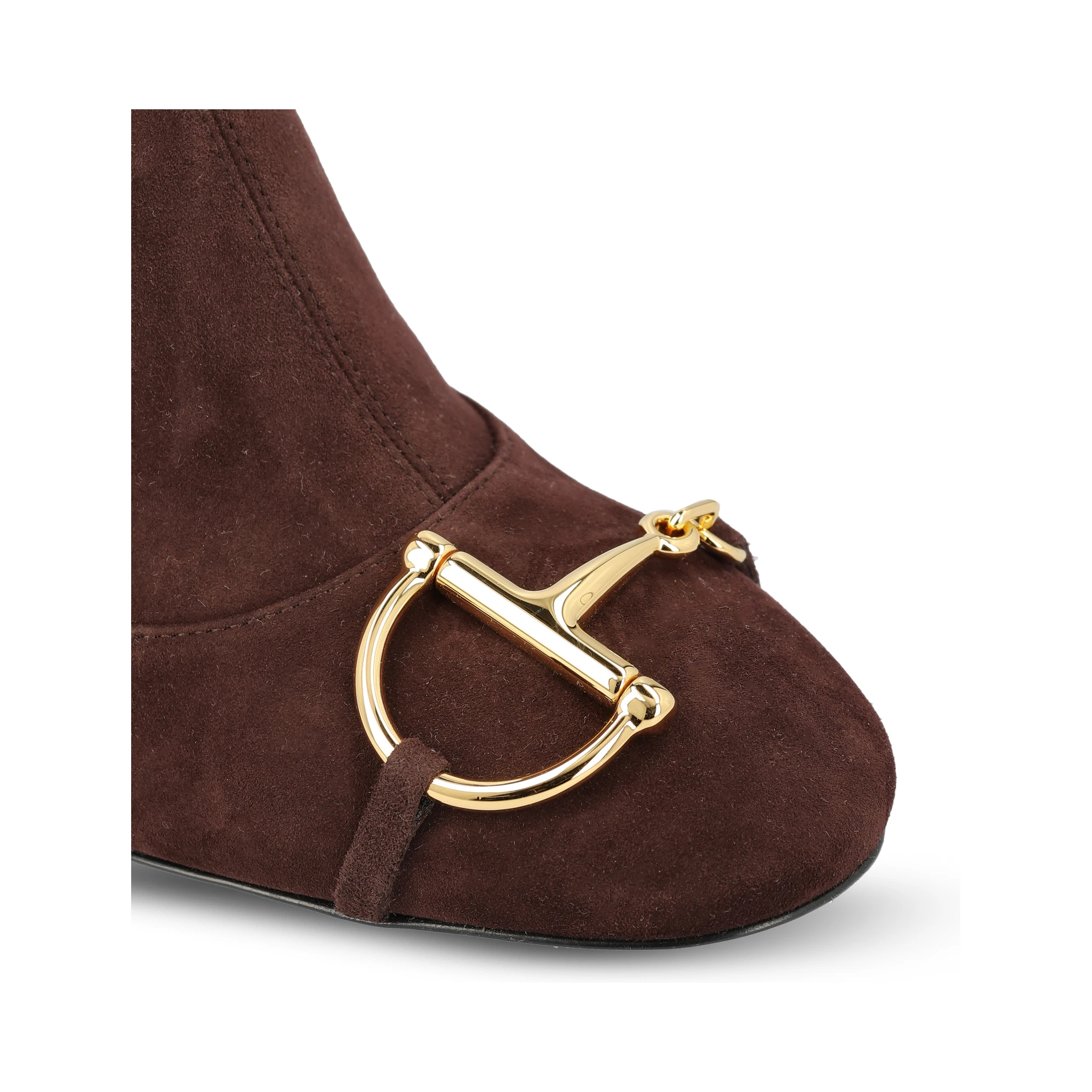 Ankle boot with half Horsebit in dark brown suede