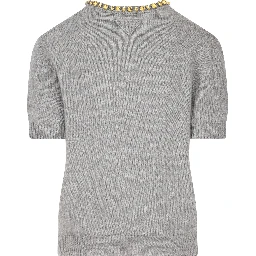 crystal-embellished knitted T-shirt