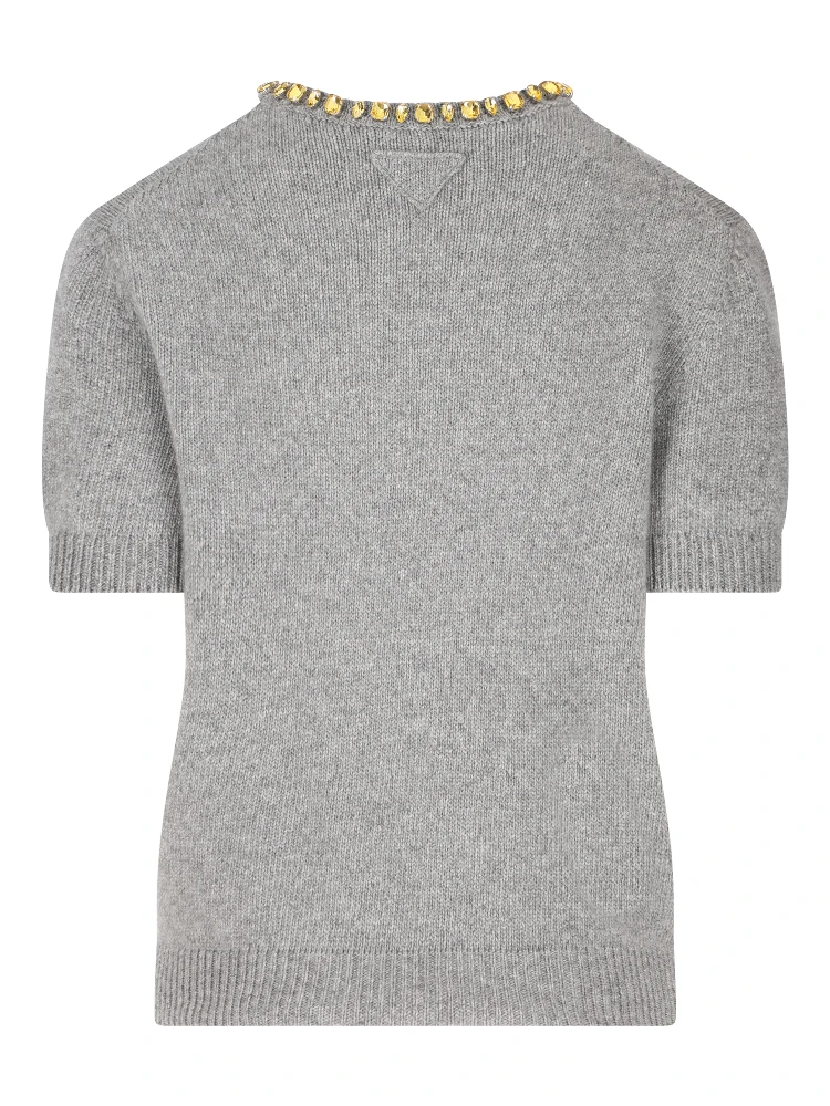 crystal-embellished knitted T-shirt alternative