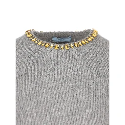 crystal-embellished knitted T-shirt