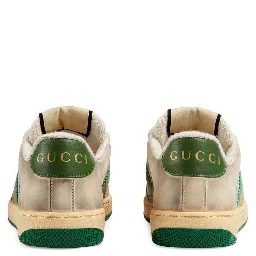 Screener sneakers in leather and GG canvas with green and red Web stripes