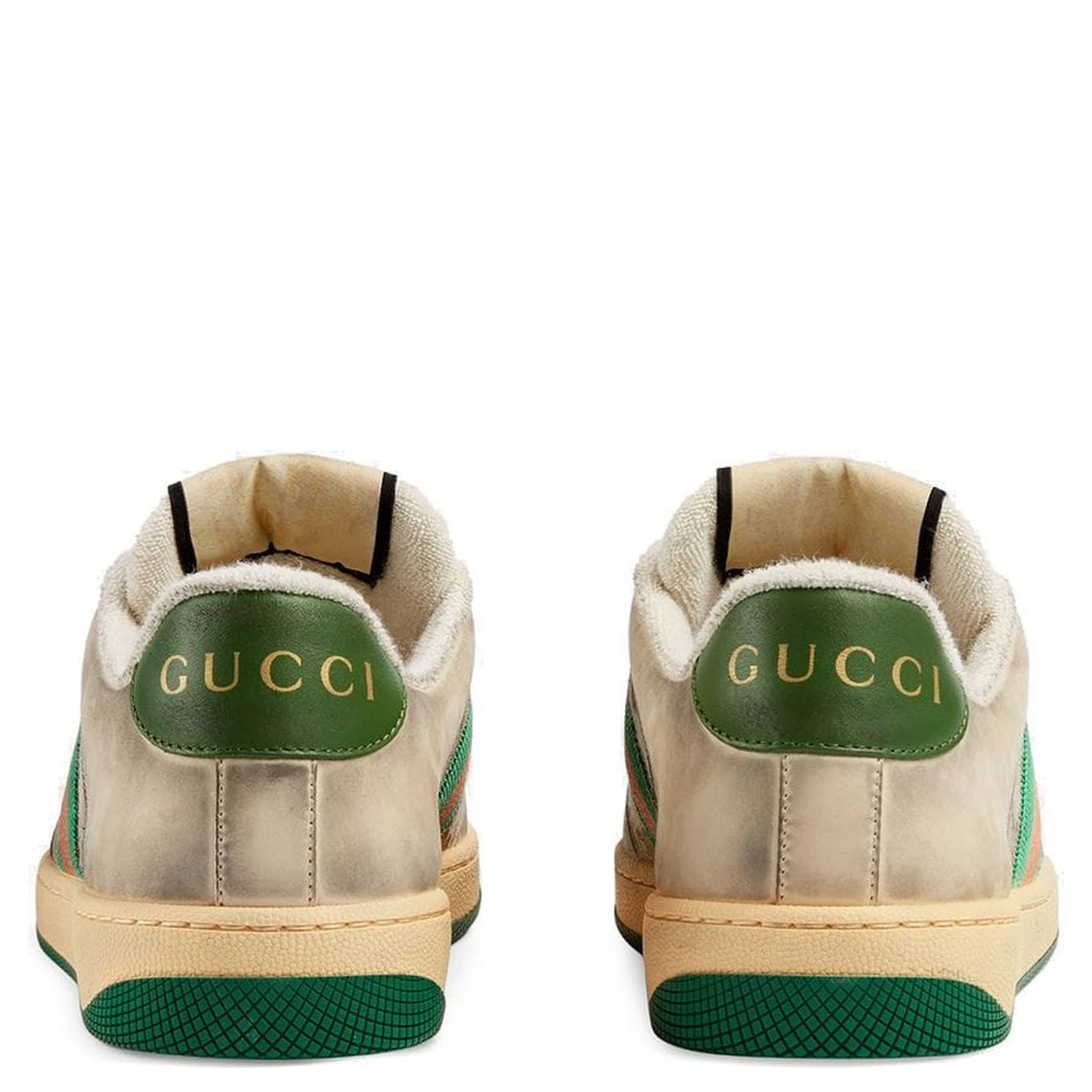 Screener sneakers in leather and GG canvas with green and red Web stripes