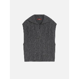 Polo-collar Cable-knit Vest