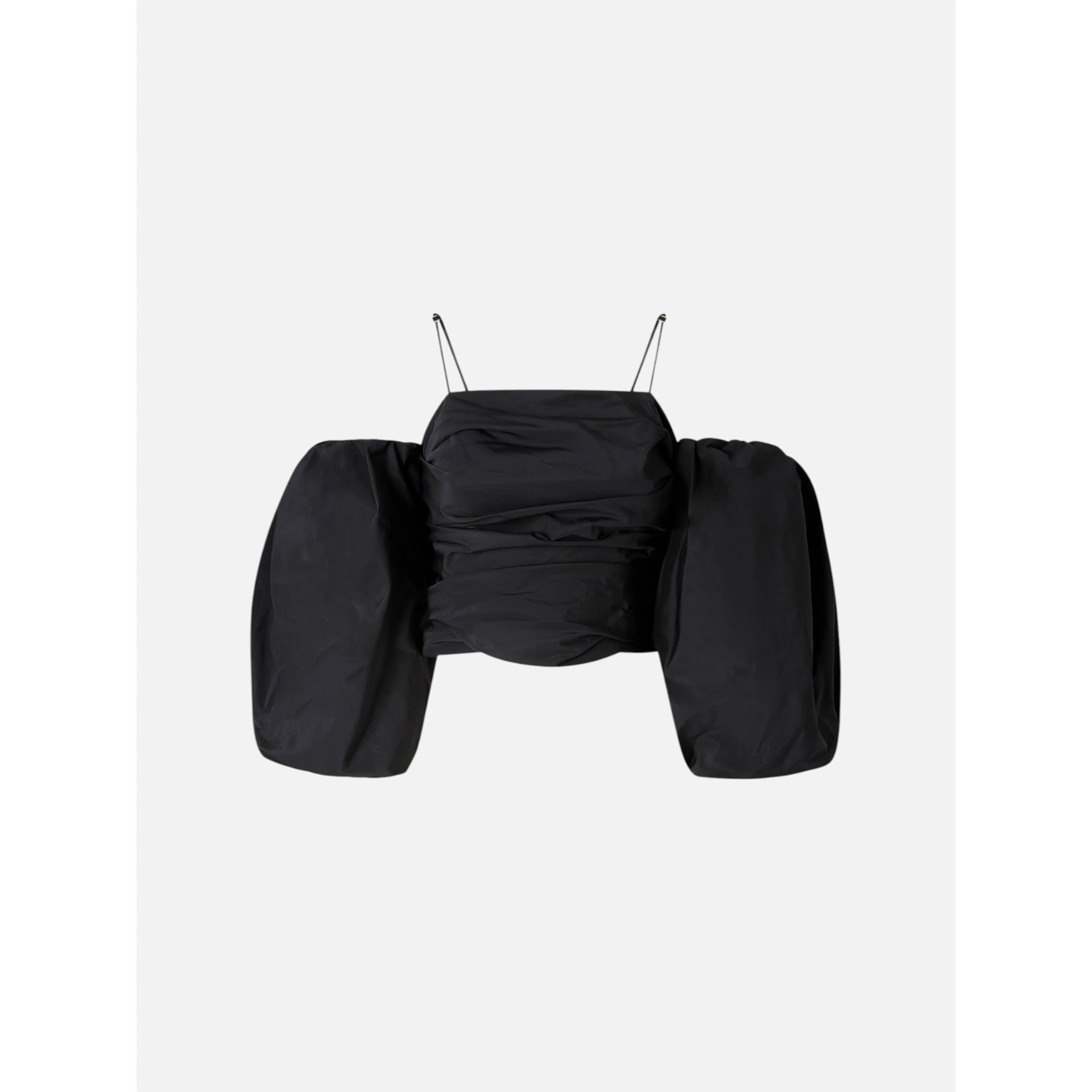 Balloon-sleeve draped top