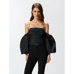 Balloon-sleeve draped top