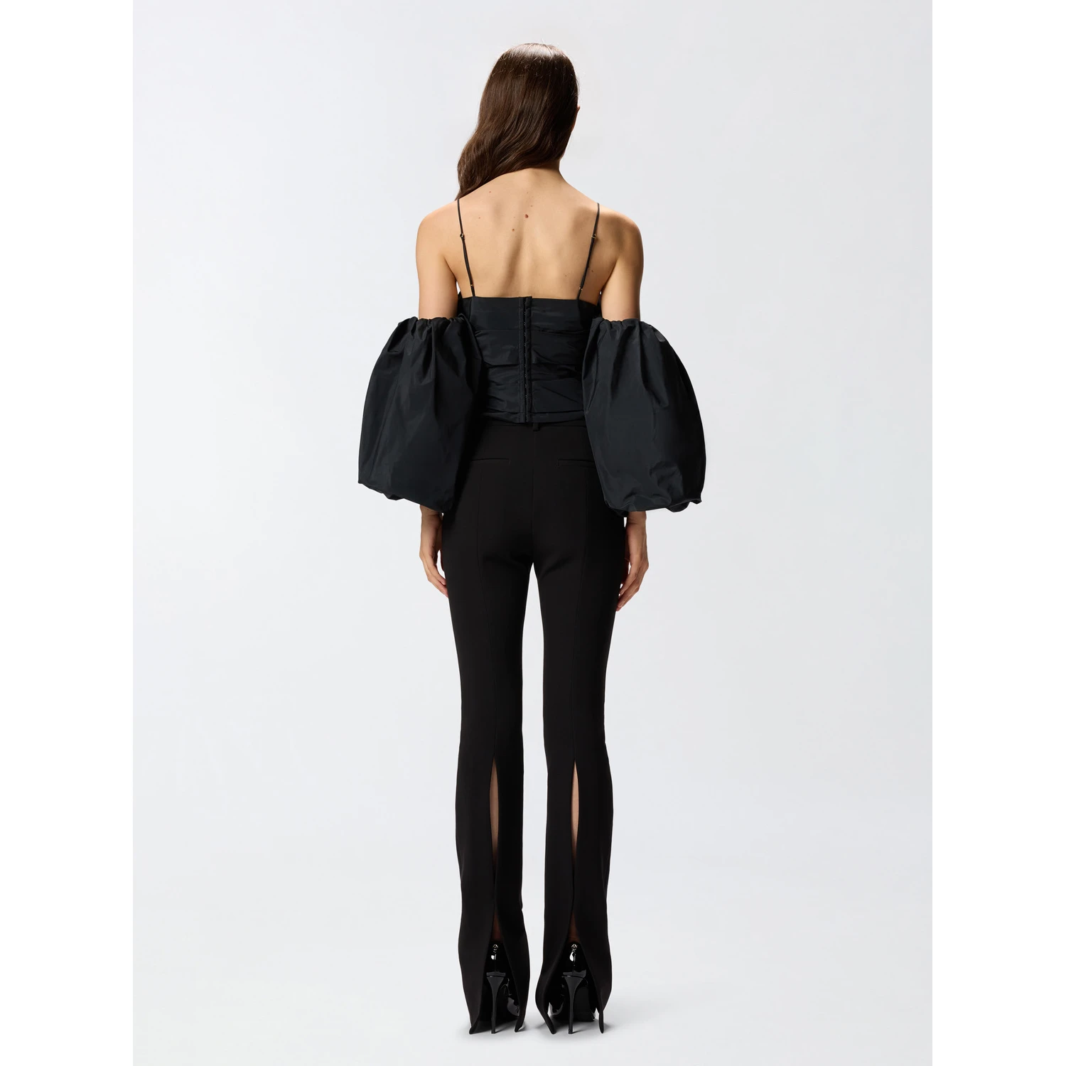 Balloon-sleeve draped top