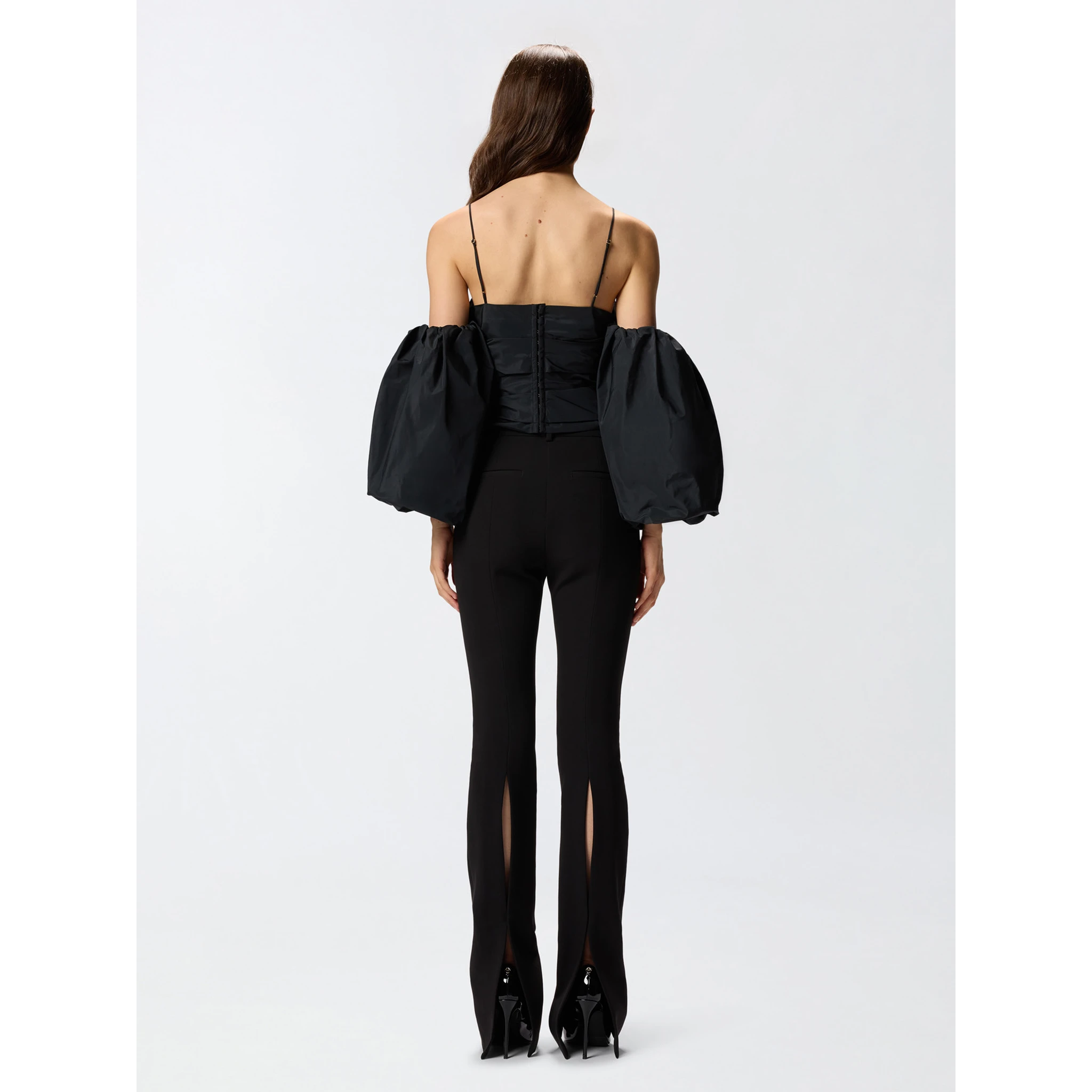Balloon-sleeve draped top