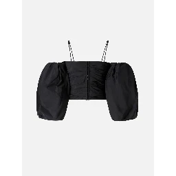 Balloon-sleeve draped top