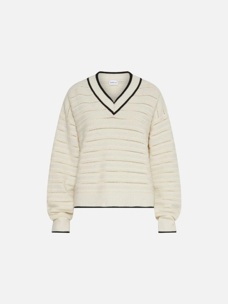 ribbed V-neck wool sweater