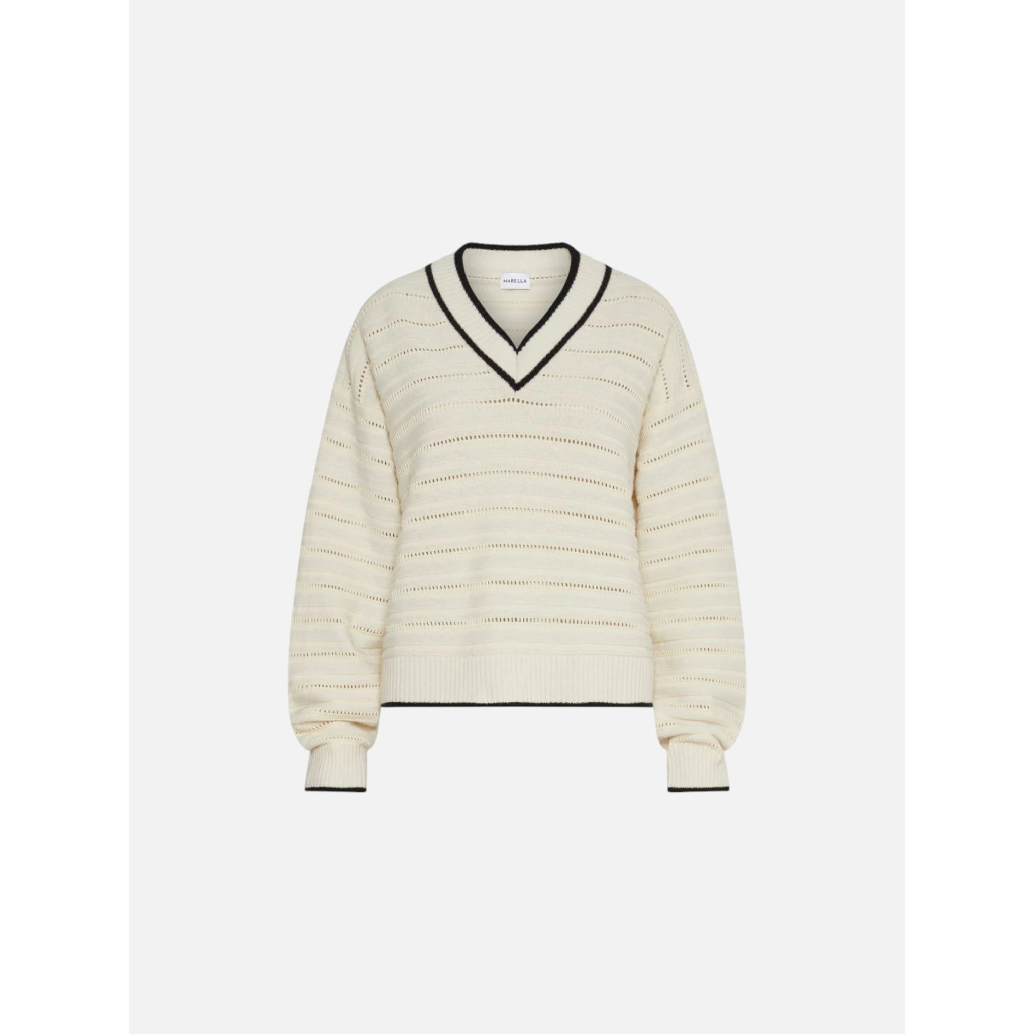 ribbed V-neck wool sweater