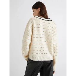 ribbed V-neck wool sweater