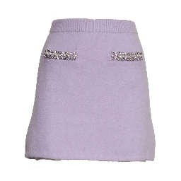 Lilac Crystal Trim Knit Skirt