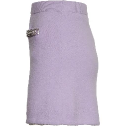 Lilac Crystal Trim Knit Skirt