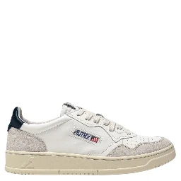 Sneakers Medalist Low In Pelle Bianca, Blu E Suede Beige