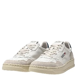 Sneakers Medalist Low In Pelle Bianca, Blu E Suede Beige