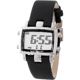 Black Leather Digital Watch
