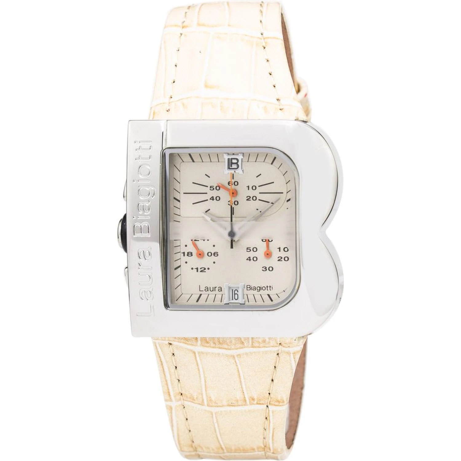 Beige Leather Dress Watch