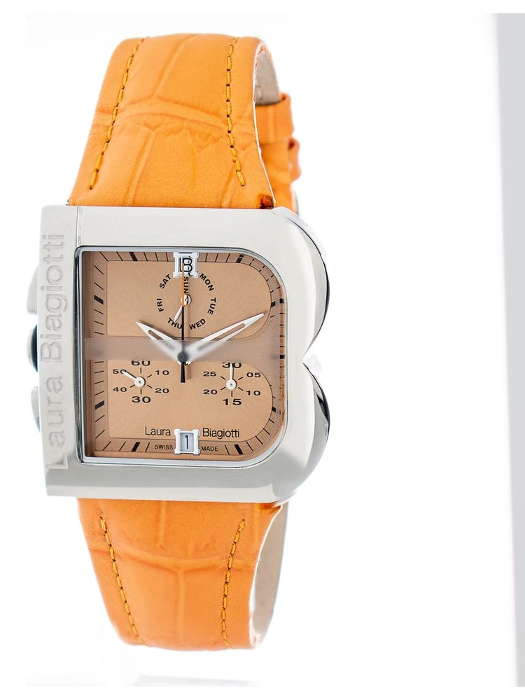 Orange Leather Dress Watch