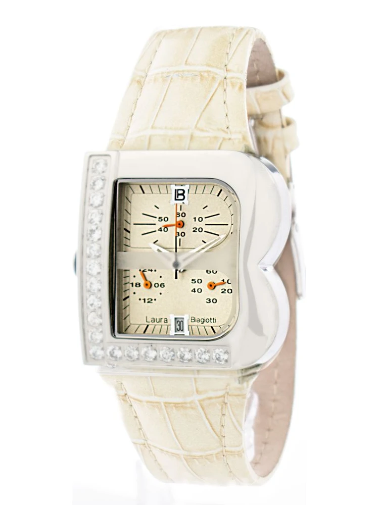 Beige Leather Dress Watch