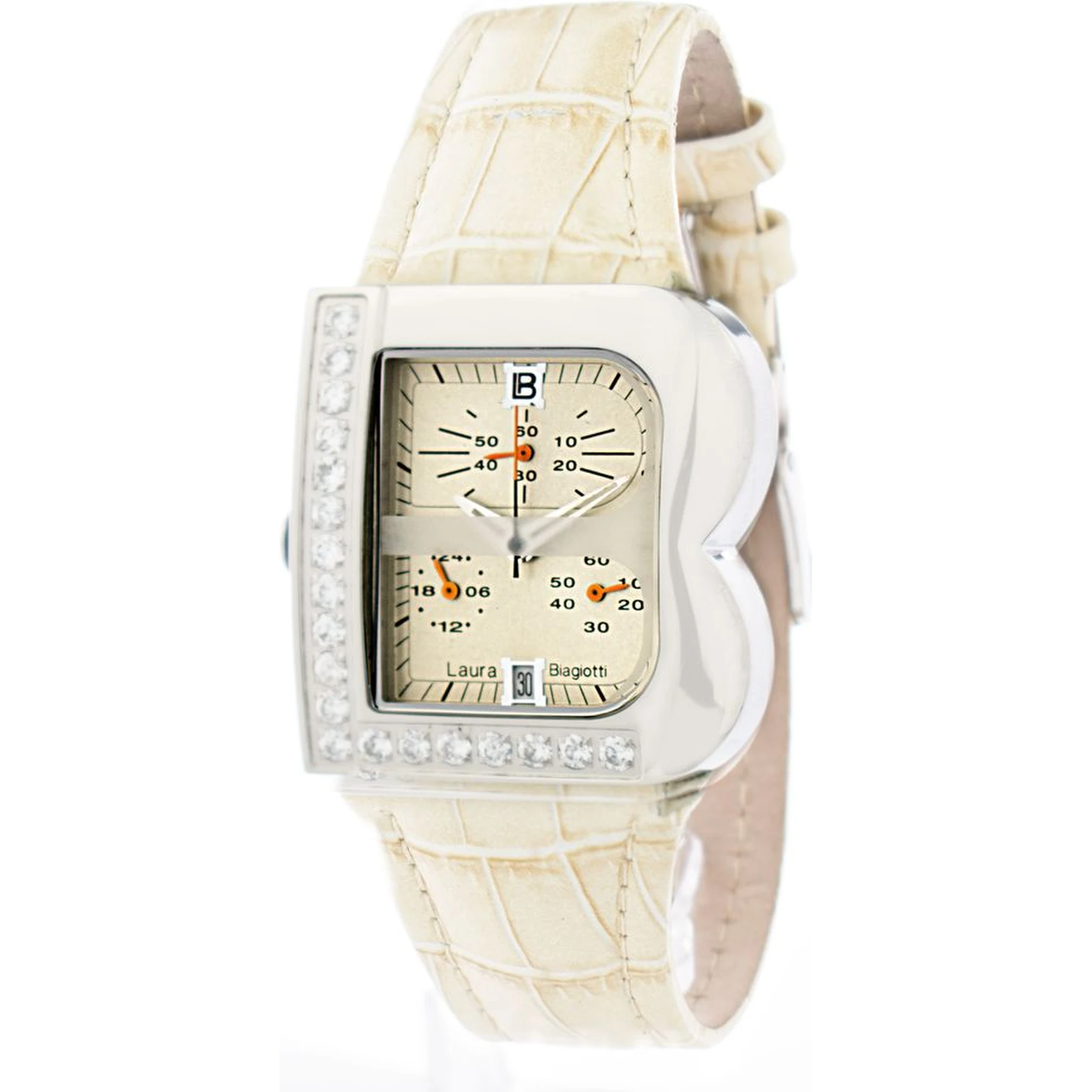 Beige Leather Dress Watch