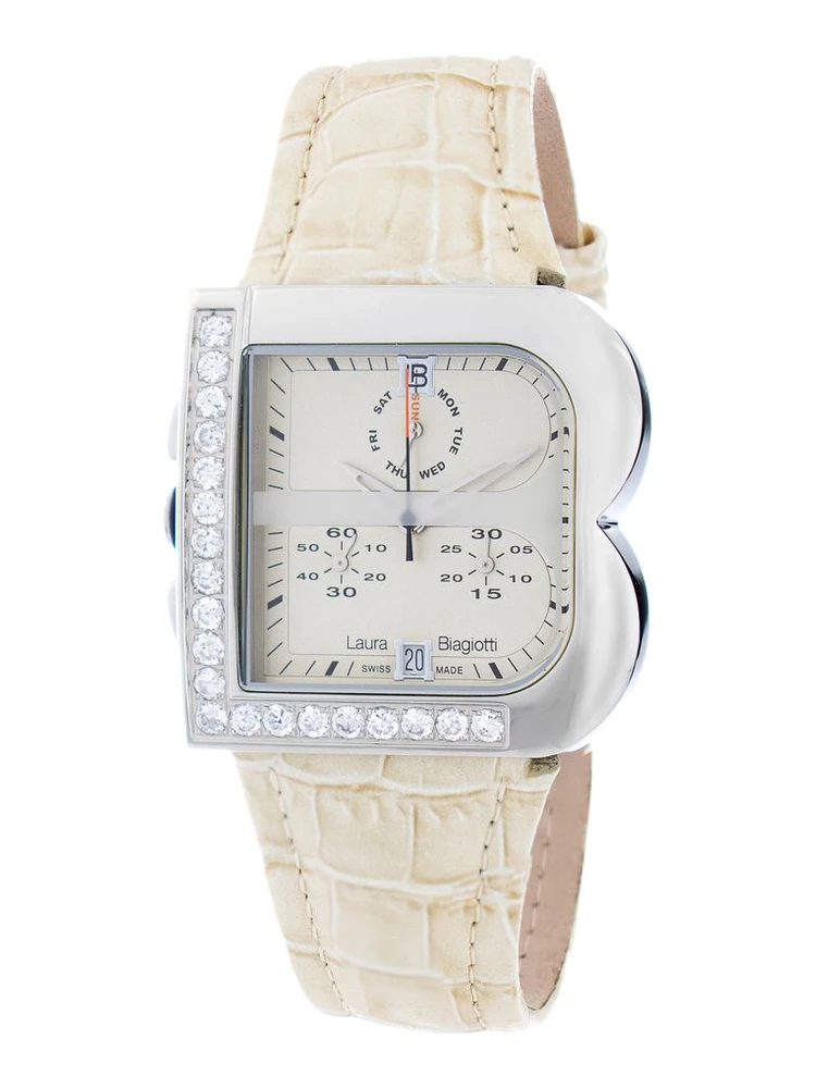 Cream Leather Dress Watch