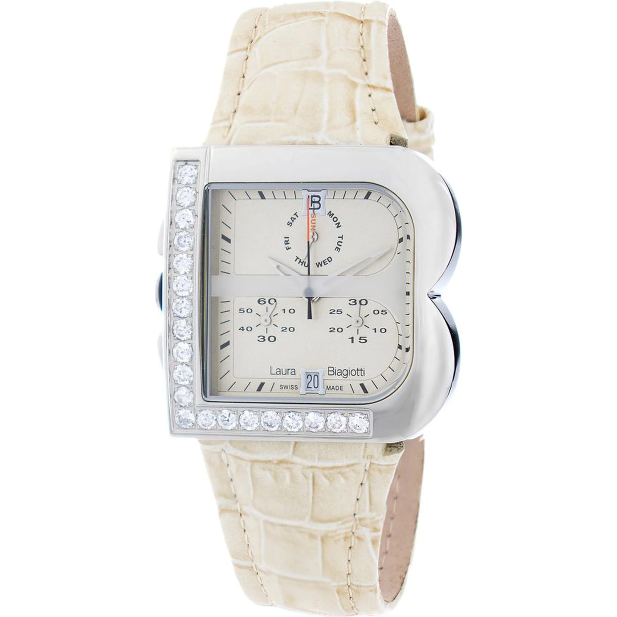 Cream Leather Dress Watch