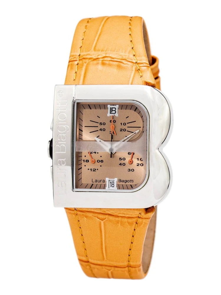 Orange Leather Dress Watch