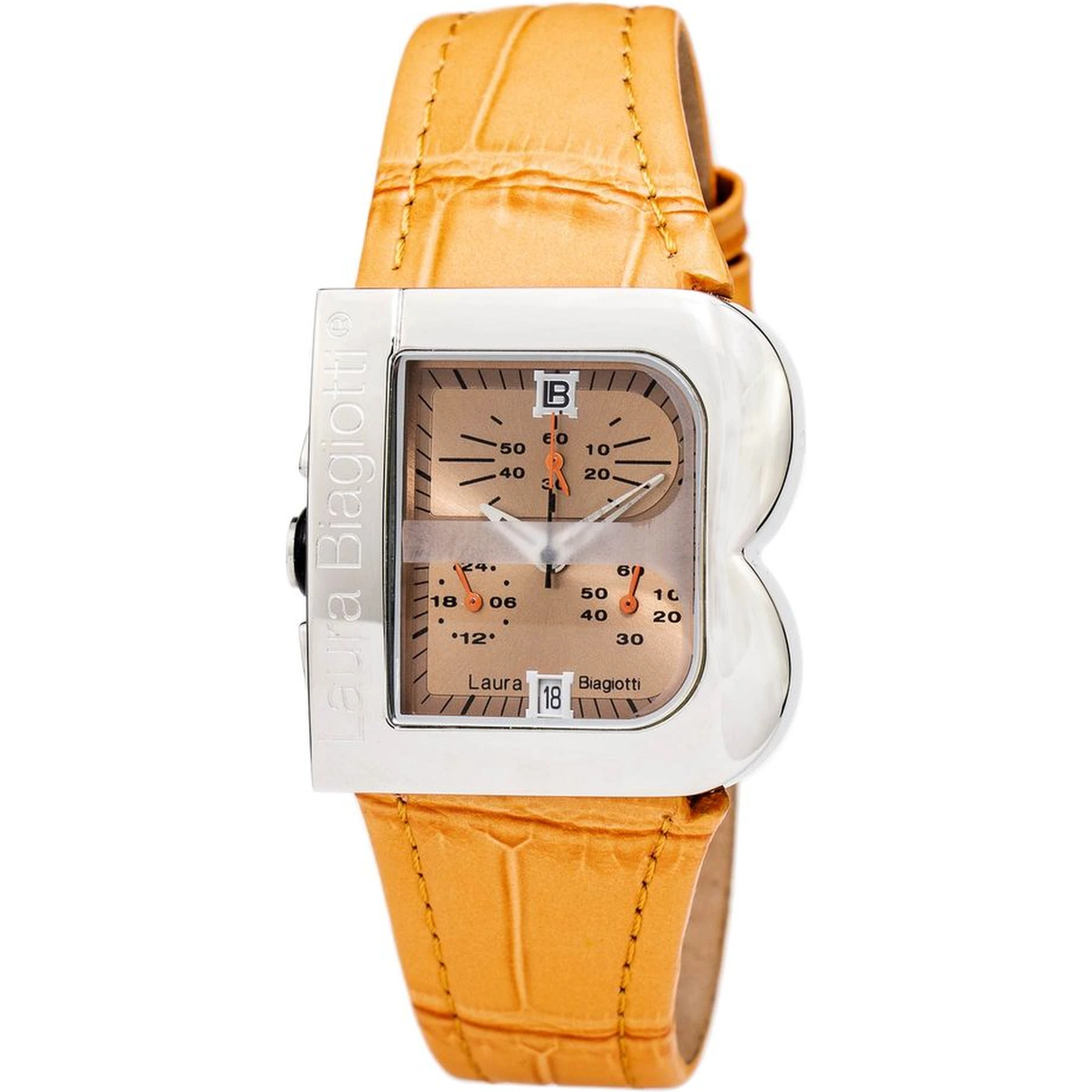 Orange Leather Dress Watch