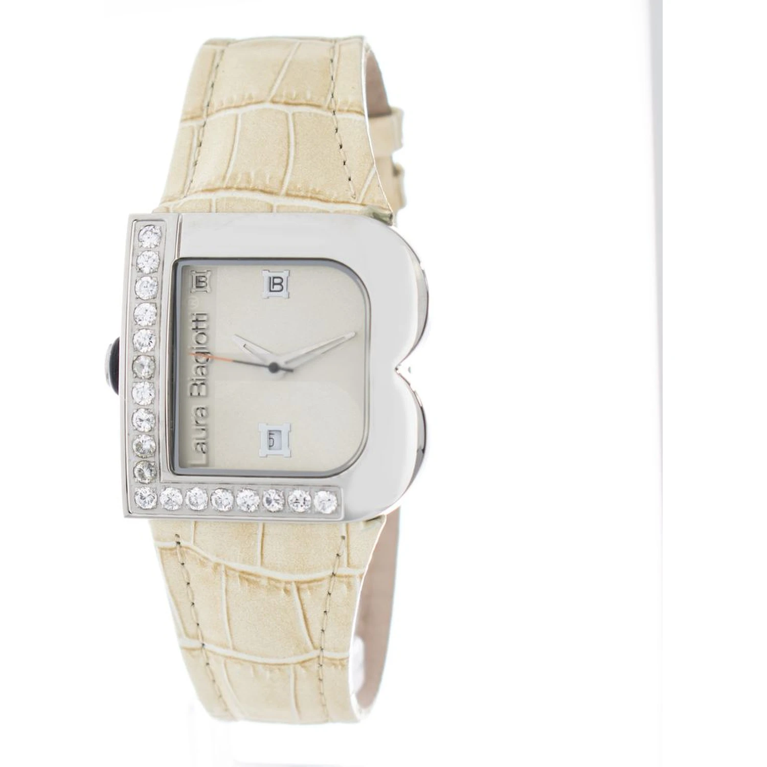 Beige Stainless Steel Dress Watch