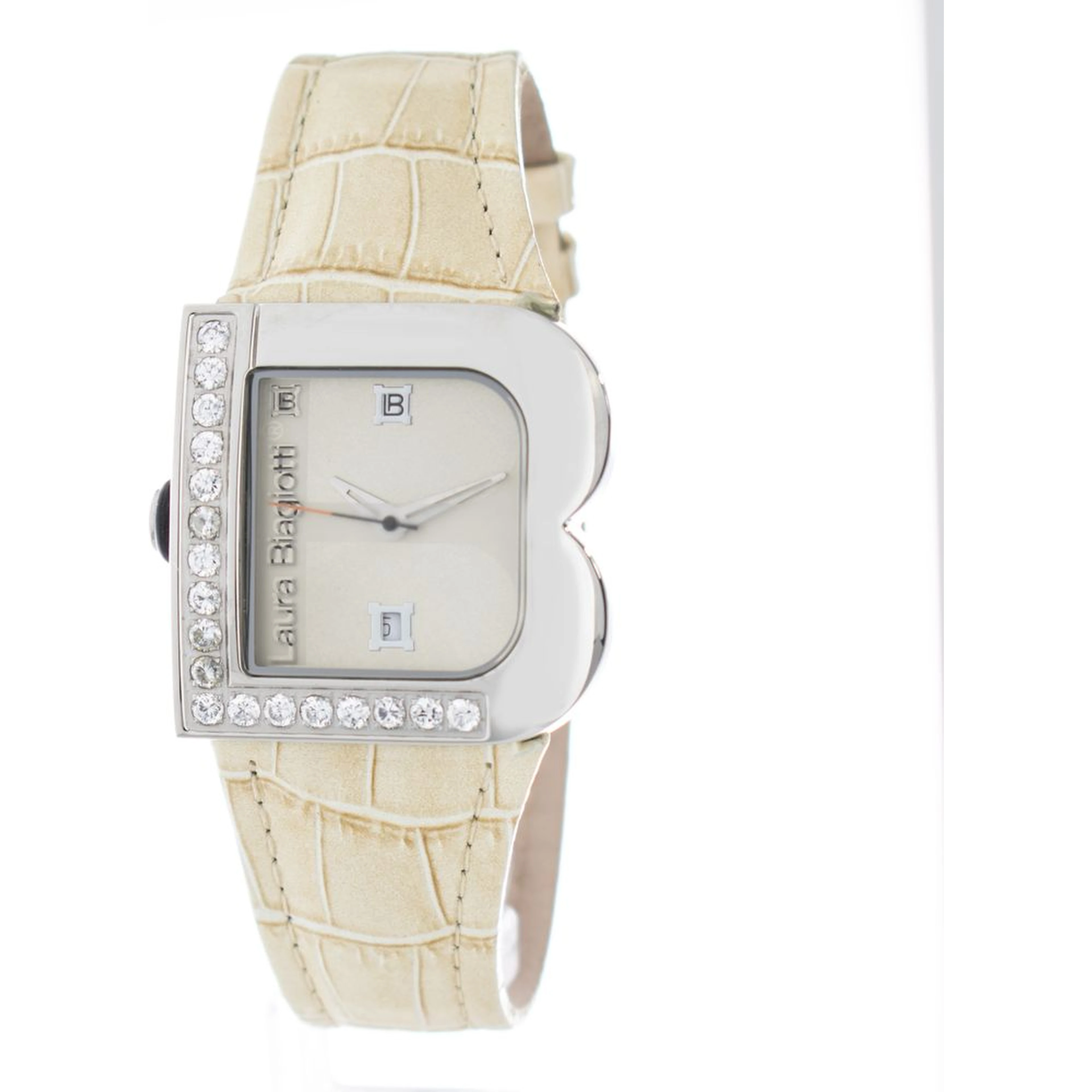 Beige Stainless Steel Dress Watch